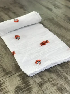 Three Little Anchors College Swaddle Blanket - Oklahoma State Cowboys