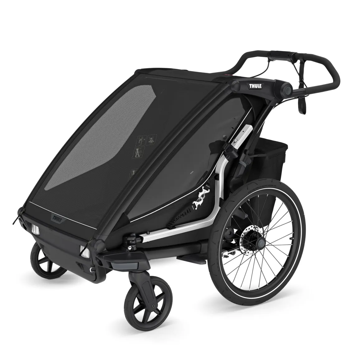Thule Chariot Sport 2 Double Multisport Bike Trailer + Stroller + Jogging Kit Bundle - Black