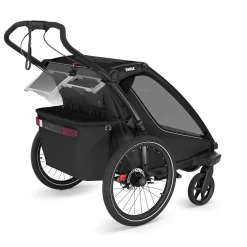 Thule Chariot Sport 2 Double Multisport Bike Trailer + Stroller + Jogging Kit Bundle - Black