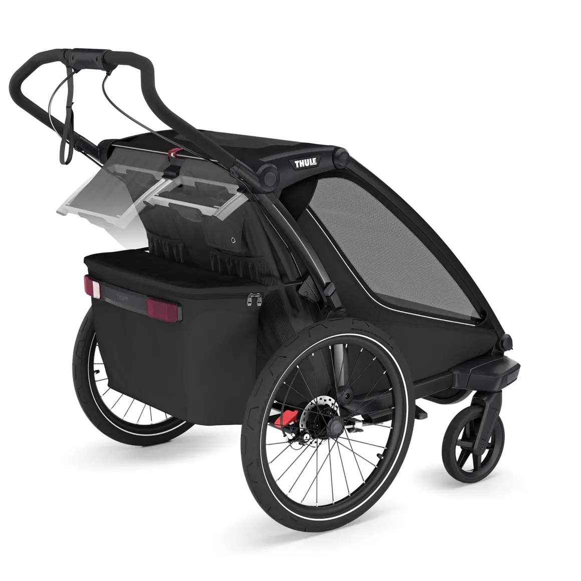 Thule Chariot Sport 2 Double Multisport Bike Trailer + Stroller + Jogging Kit Bundle - Black