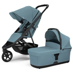Thule Spring 2 Compact All-Terrain Stroller + Bassinet Bundle - Mid Blue