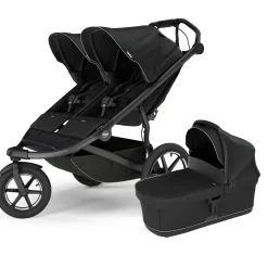 Thule Urban Glide 3 Double Jogging Stroller + Bassinet Bundle - Black