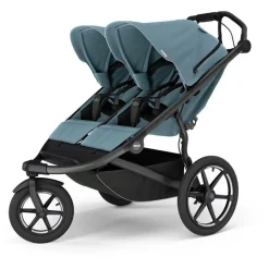 Thule Urban Glide 3 Double Jogging Stroller with Magnetic Buckle - Mid Blue (Albee Exclusive)