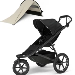 Thule Urban Glide 3 Single Jogging Stroller + Sun & Wind Tarp Bundle - Black