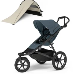 Thule Urban Glide 3 Single Jogging Stroller + Sun & Wind Tarp Bundle - Dark Slate