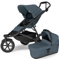 Thule Urban Glide 3 Single Jogging Stroller with Magnetic Buckle + Bassinet Bundle - Dark Slate