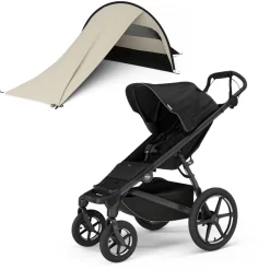 Thule Urban Glide 4-Wheel All-Terrain Stroller with Magnetic Buckle + Sun & Wind Tarp Bundle - Black