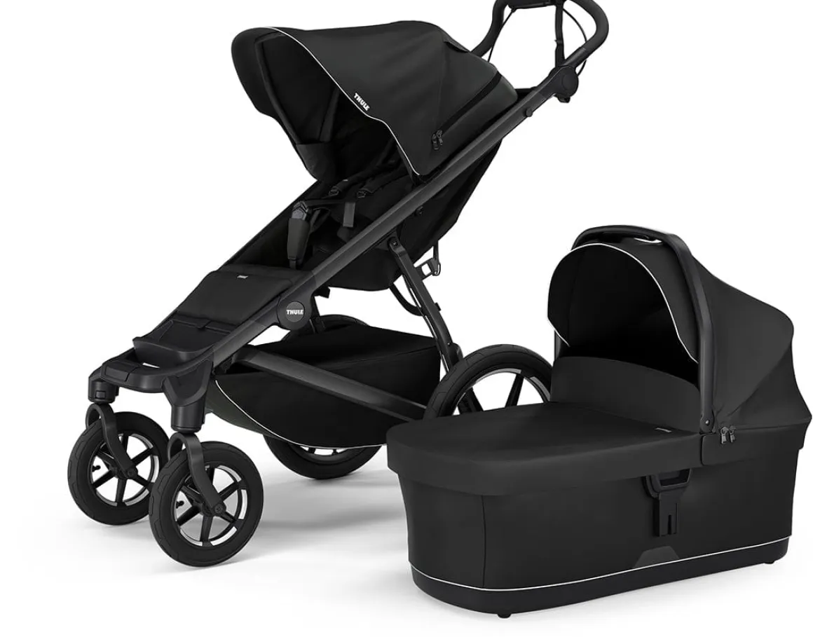 Thule Urban Glide 4-Wheel All-Terrain Stroller with NON-Magnetic Buckle + Bassinet Bundle - Black