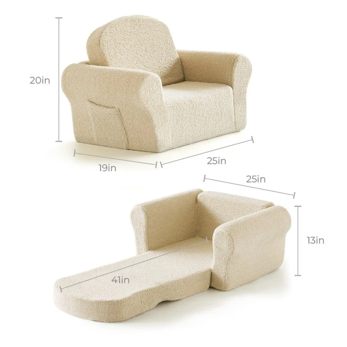 Tiny Land® Afternoon Couch —— Cream Kids Chair