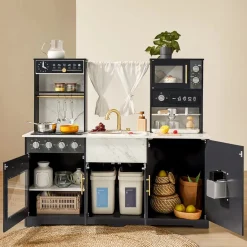 Tiny Land® Iconic Aqua Kitchen with Real-Flow Water System - Black