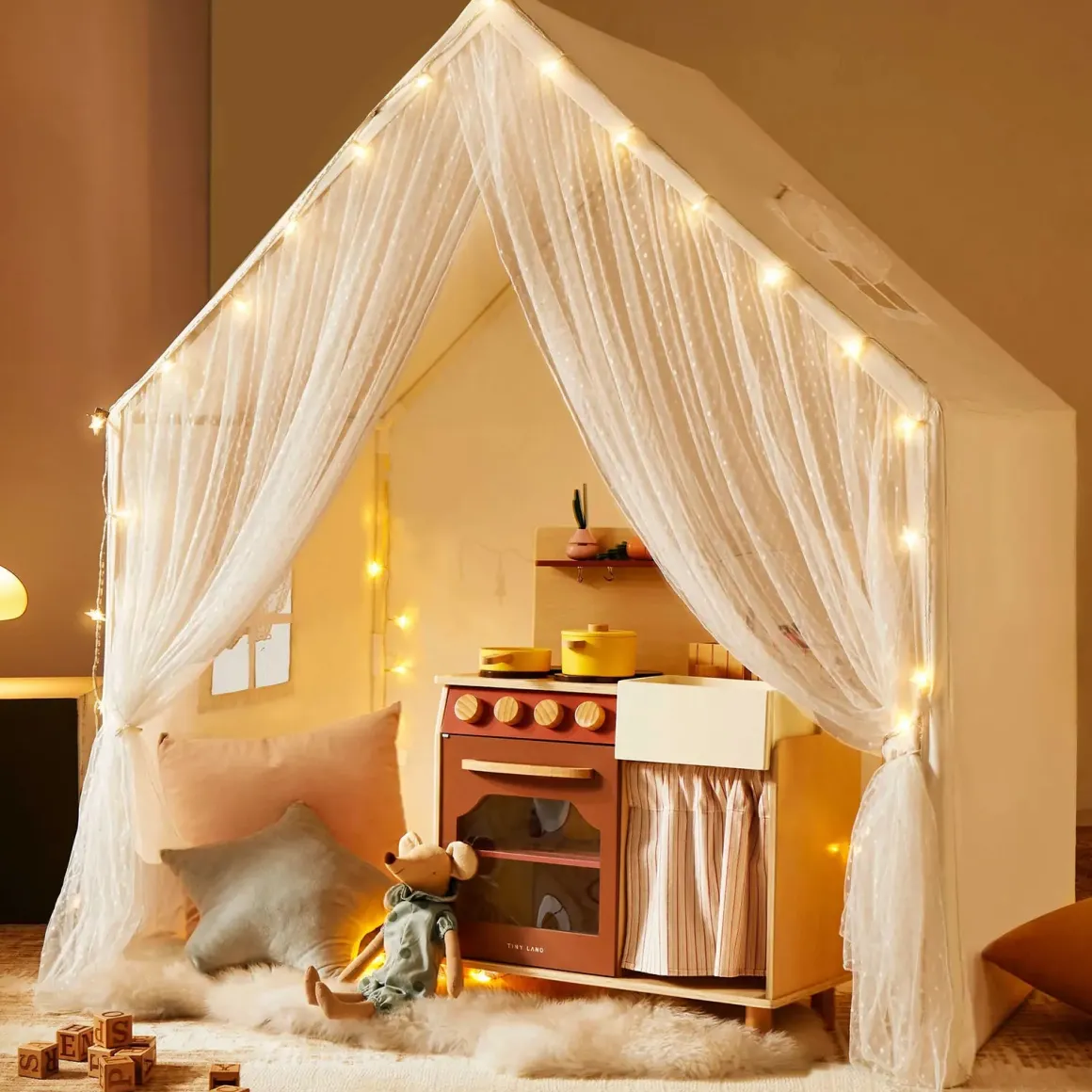 Tiny Land® Large Space Play House with Star Lights