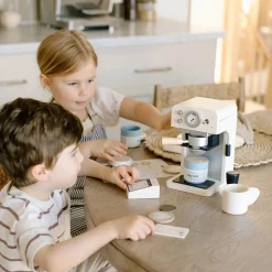 Tiny Land Play Kitchen Accessories – Children’s Coffee Maker: Wooden Café Play Set for Kids