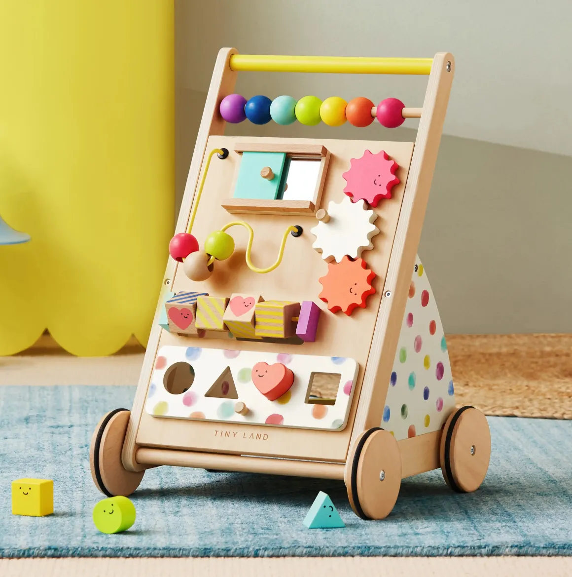 Tiny Land® Premium Natural Wooden Activity Walker