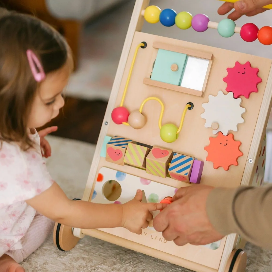 Tiny Land® Premium Natural Wooden Activity Walker