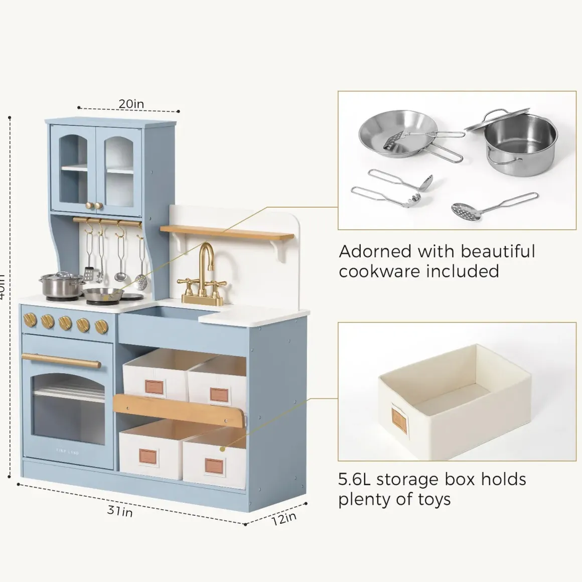 Tiny Land® Serenity Play Kitchen - Lagoon Blue