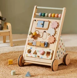 Tiny Land® Versatile Natural Wooden Baby Walker