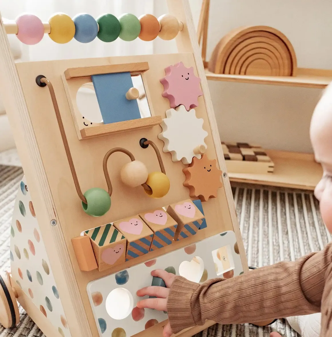 Tiny Land® Versatile Natural Wooden Baby Walker