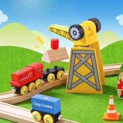 Tiny Land® Wooden Track Trains 55 Pcs