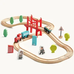 Tiny Land® Wooden Train Set for Children 39 Pcs