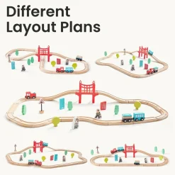 Tiny Land® Wooden Train Set for Children 39 Pcs