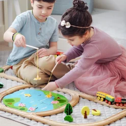 Tiny Land® Wooden Train Set 110 Pcs