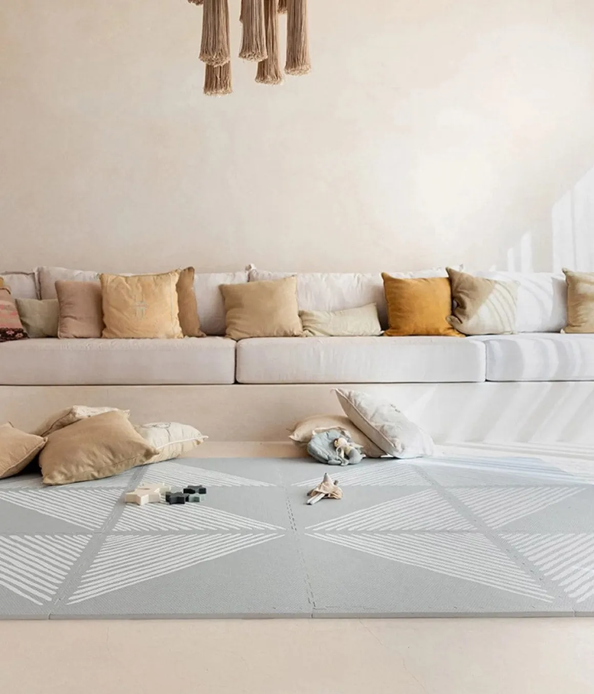 Toddlekind Printed Foam Puzzle Playmat - Sandy Lines - Stone