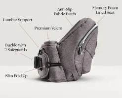 Tushbaby Travel Lite Hip Seat Carrier - Charcoal
