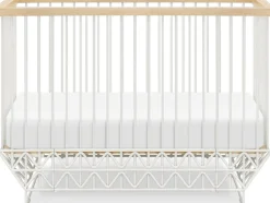 Ubabub Mod 2 in 1 Convertible Crib with Toddler Bed Conversion Kit - Warm White / Natural
