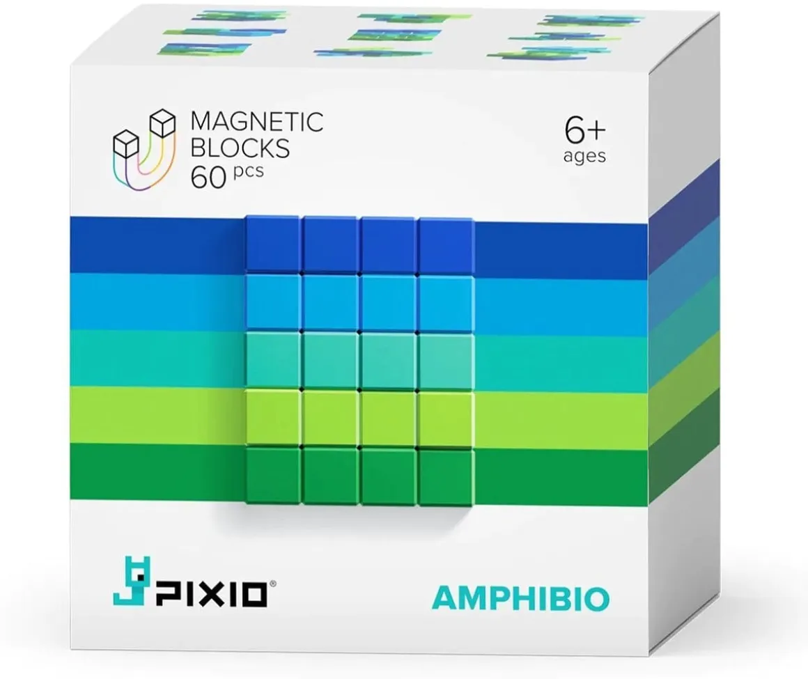 Ukidz PIXIO Abstract Series AMPHIBIO - 60 Magnetic Blocks in 5 Colors
