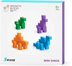 Ukidz PIXIO Mini Dinos - 80 Magnetic Blocks in 4 Colors