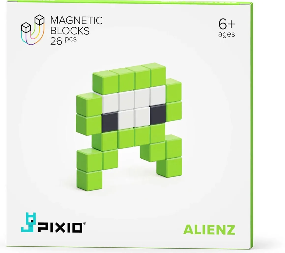 Ukidz PIXIO Mini Monster Alienz - 26 Magnetic Blocks in 3 Colors