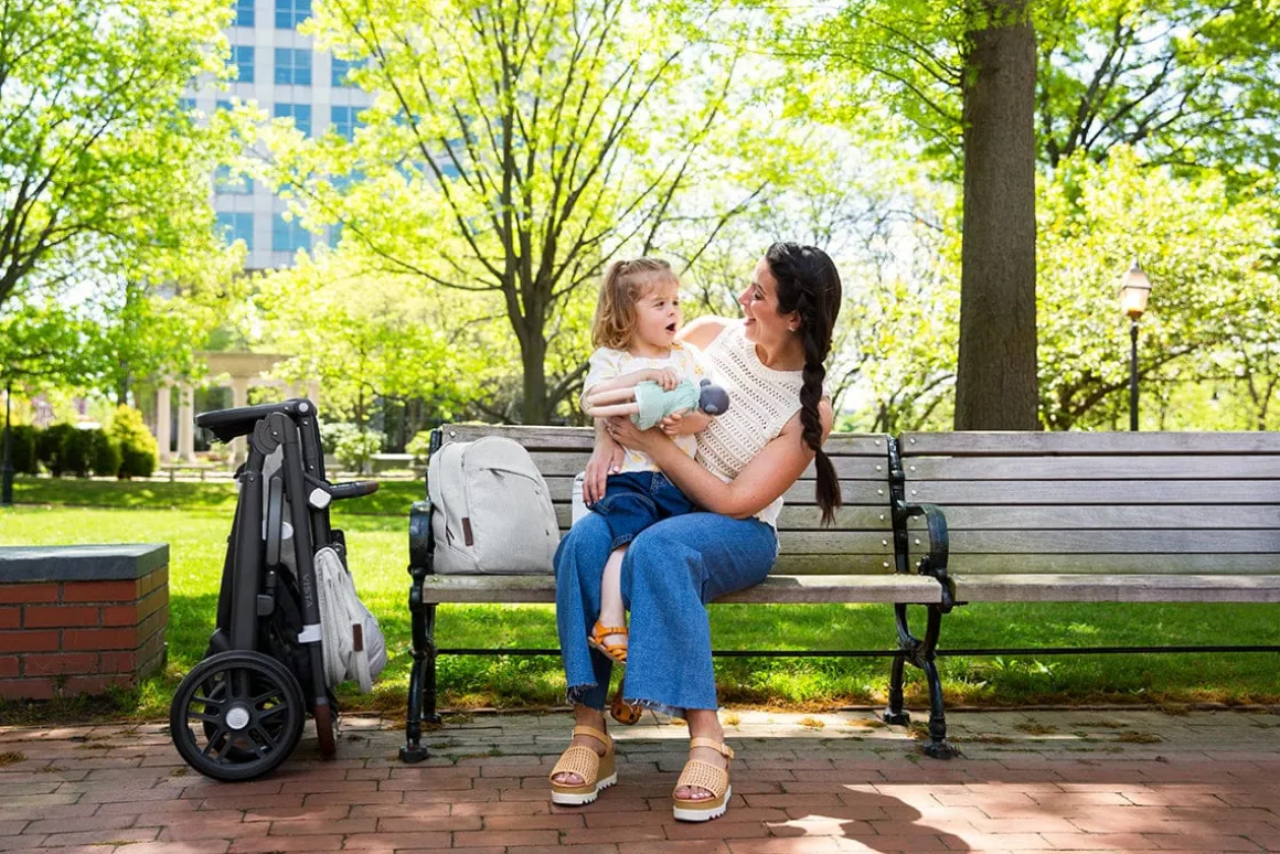 UPPAbaby Changing Backpack - Anthony (White and Grey Chenille / Chestnut Leather)