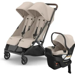 UPPAbaby Minu Duo Compact Double Stroller + Aria V2 Travel System Bundle - Ada