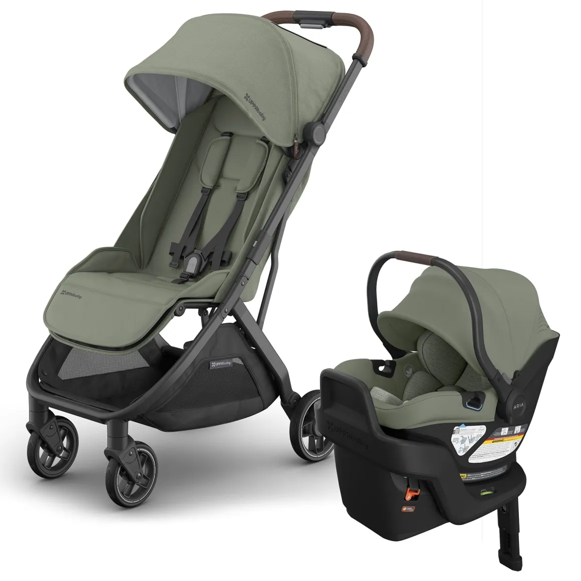 UPPAbaby Minu V3 Compact Stroller + Aria V2 Travel System Bundle - Evelyn