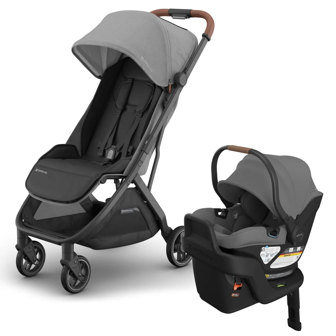 UPPAbaby Minu V3 Compact Stroller + Aria V2 Travel System Bundle - Greyson