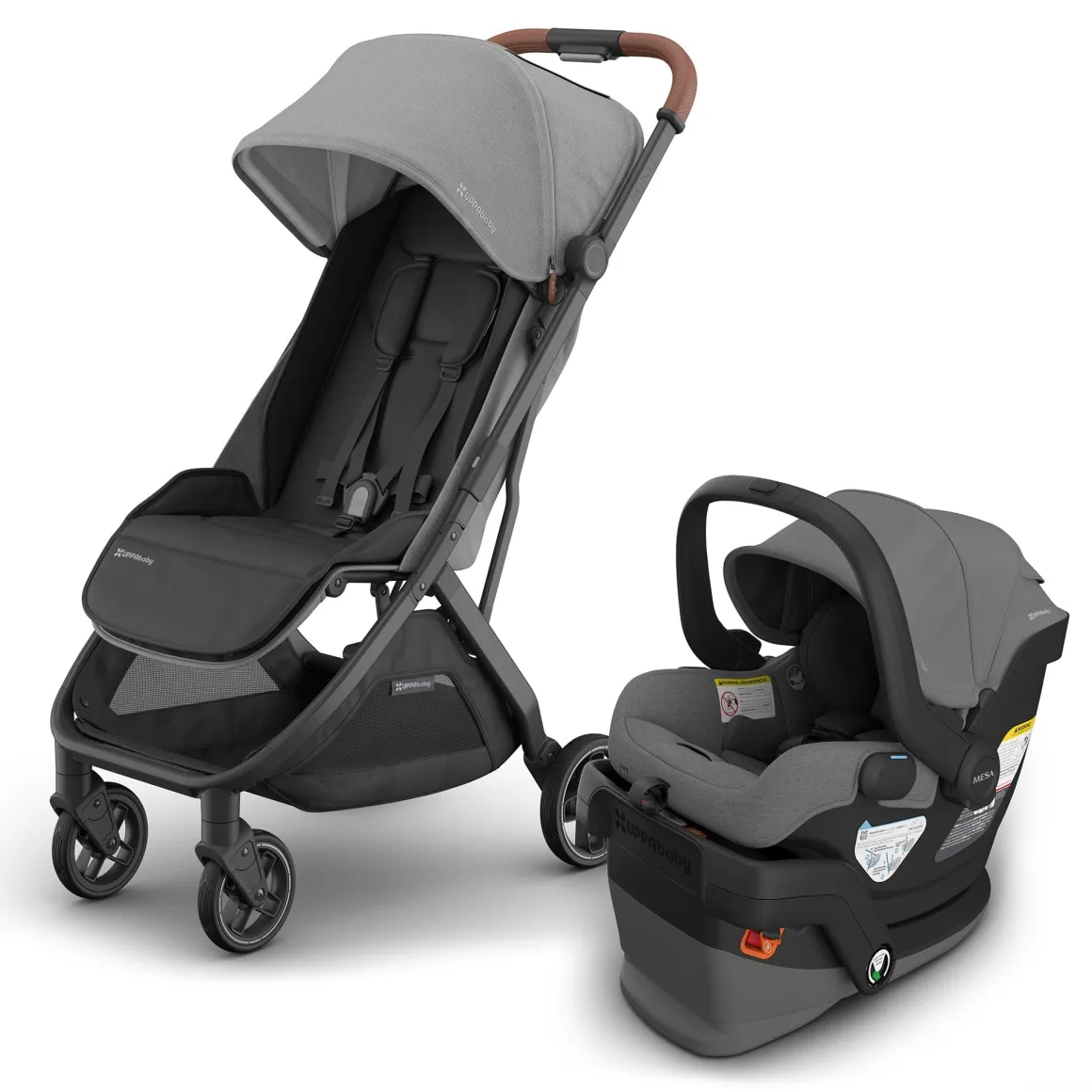 UPPAbaby Minu V3 Compact Stroller + Mesa V3 Travel System Bundle - Greyson
