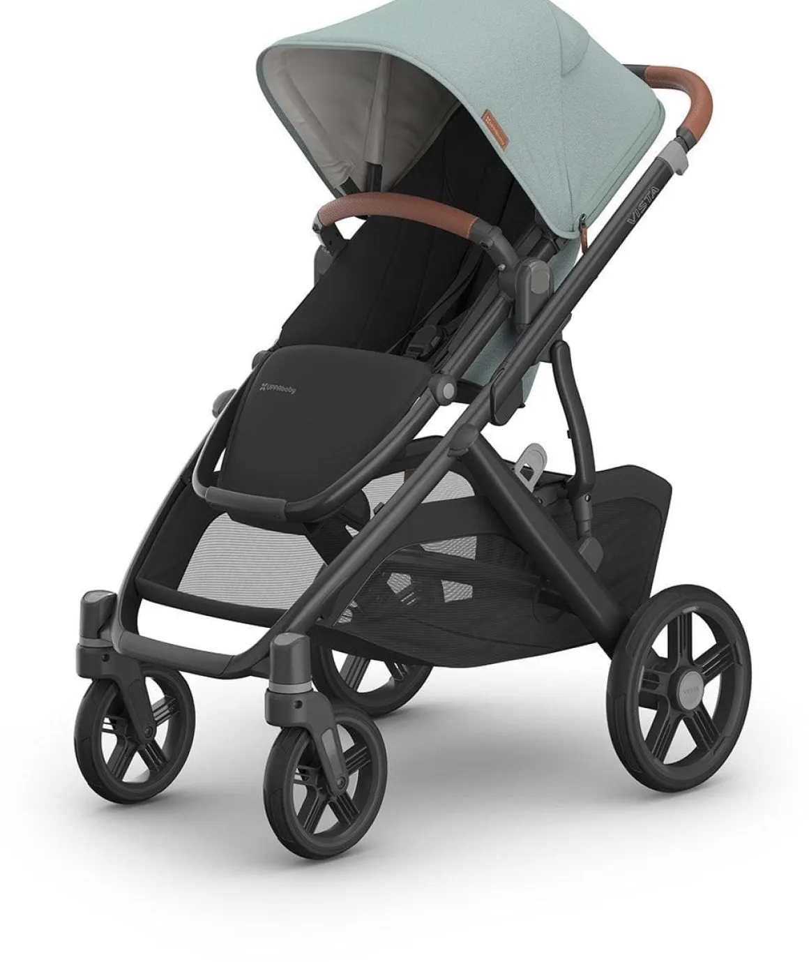 UPPAbaby OPEN BOX Vista V3 Single-to-Double Stroller - Kenzi (Mystic Aqua / Carbon Frame / Saddle Leather)