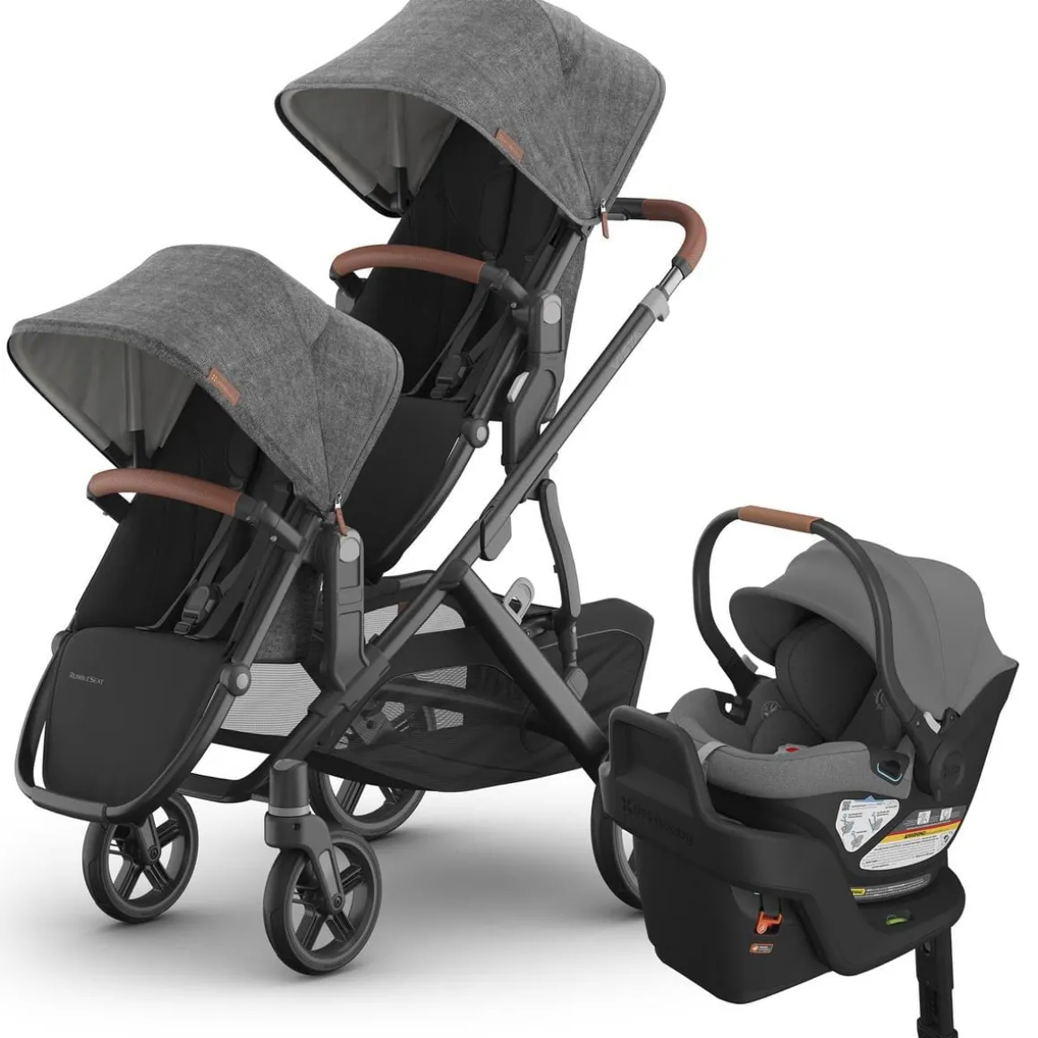 UPPAbaby Vista V3 Double Stroller with RumbleSeat V3 + Aria Travel System Bundle - Greyson / Greyson