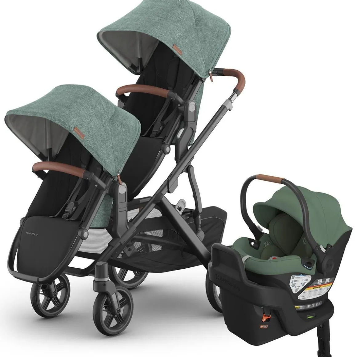 UPPAbaby Vista V3 Double Stroller with RumbleSeat V3 + Aria Travel System Bundle - Gwen / Gwen