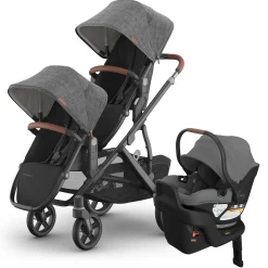 UPPAbaby Vista V3 Double Stroller with RumbleSeat V3 + Aria V2 Travel System Bundle - Greyson / Greyson