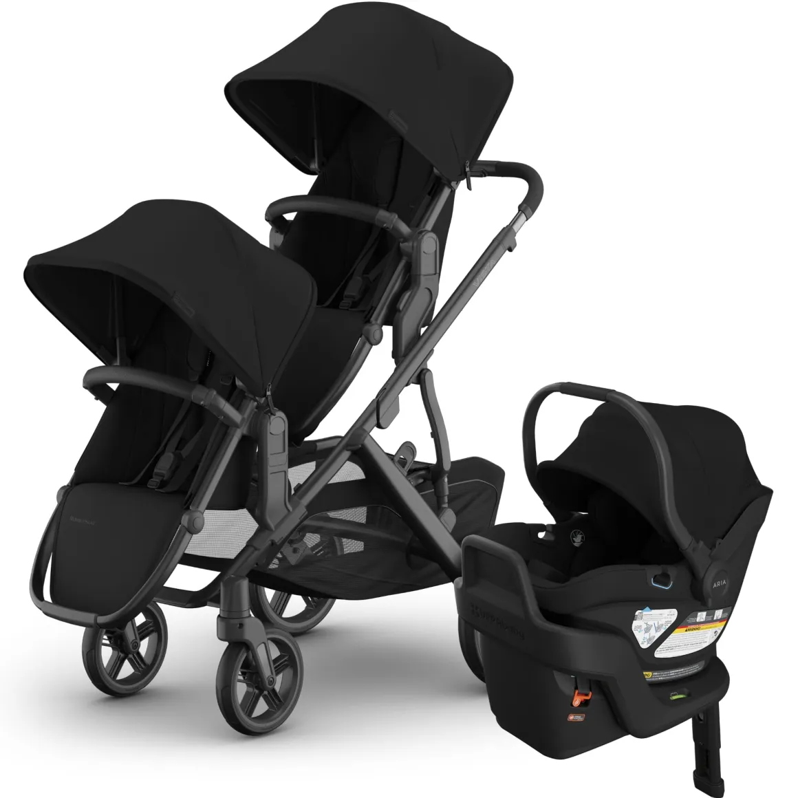 UPPAbaby Vista V3 Double Stroller with RumbleSeat V3 + Aria V2 Travel System Bundle - James / James