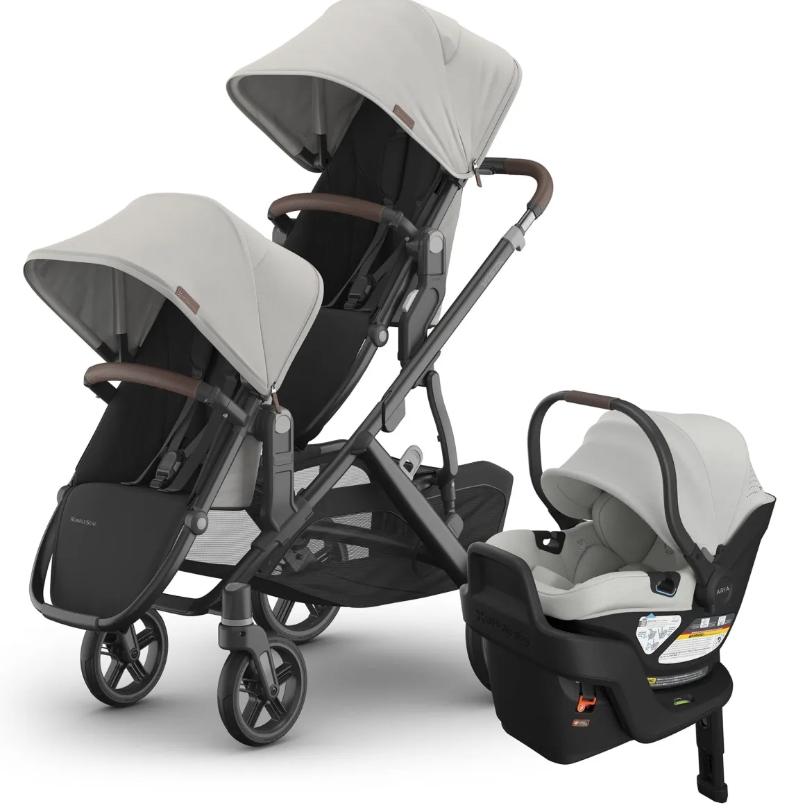 UPPAbaby Vista V3 Double Stroller with RumbleSeat V3 + Aria V2 Travel System Bundle - Savannah / Savannah