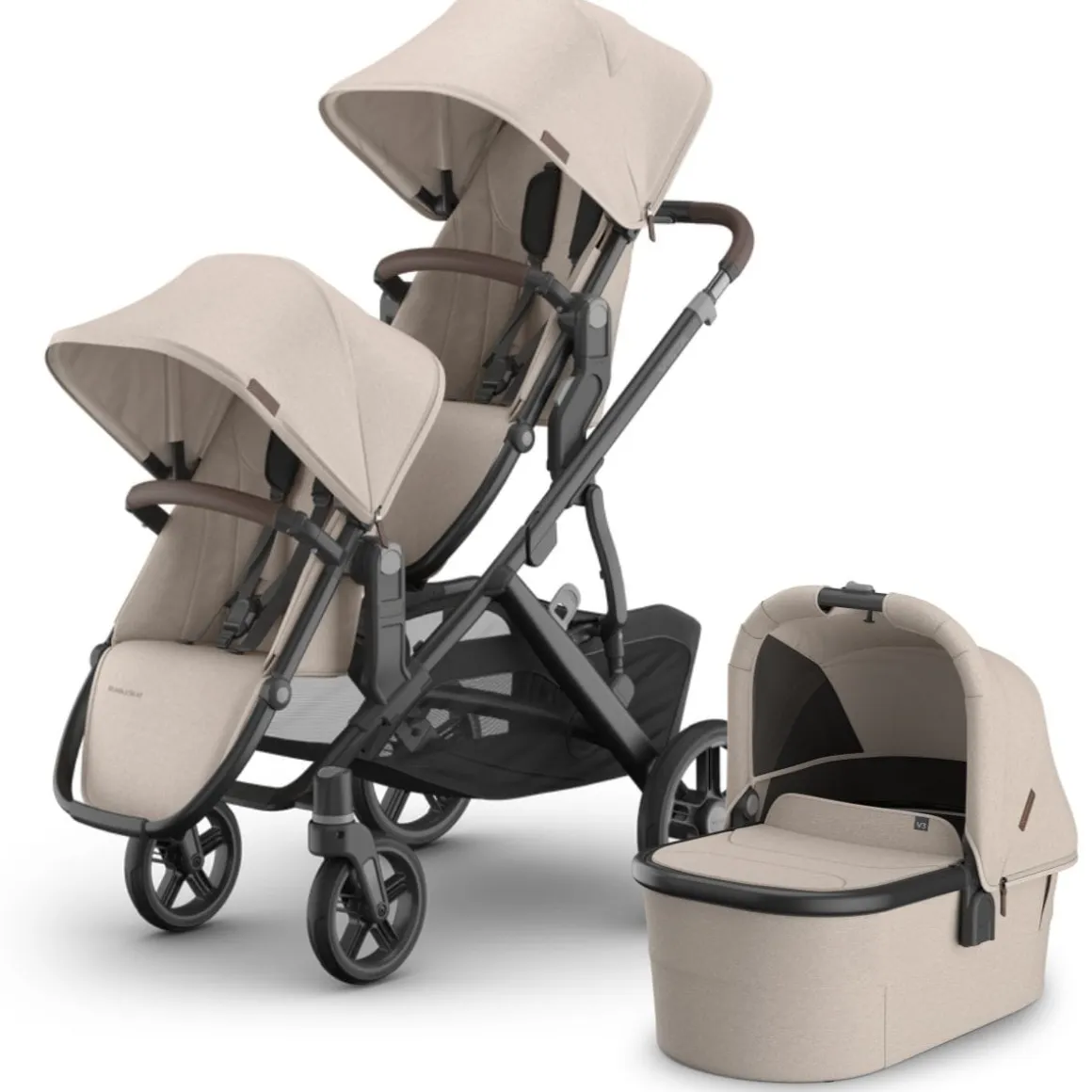 UPPAbaby Vista V3 Double Stroller with RumbleSeat V3 + Bassinet Bundle - Ada