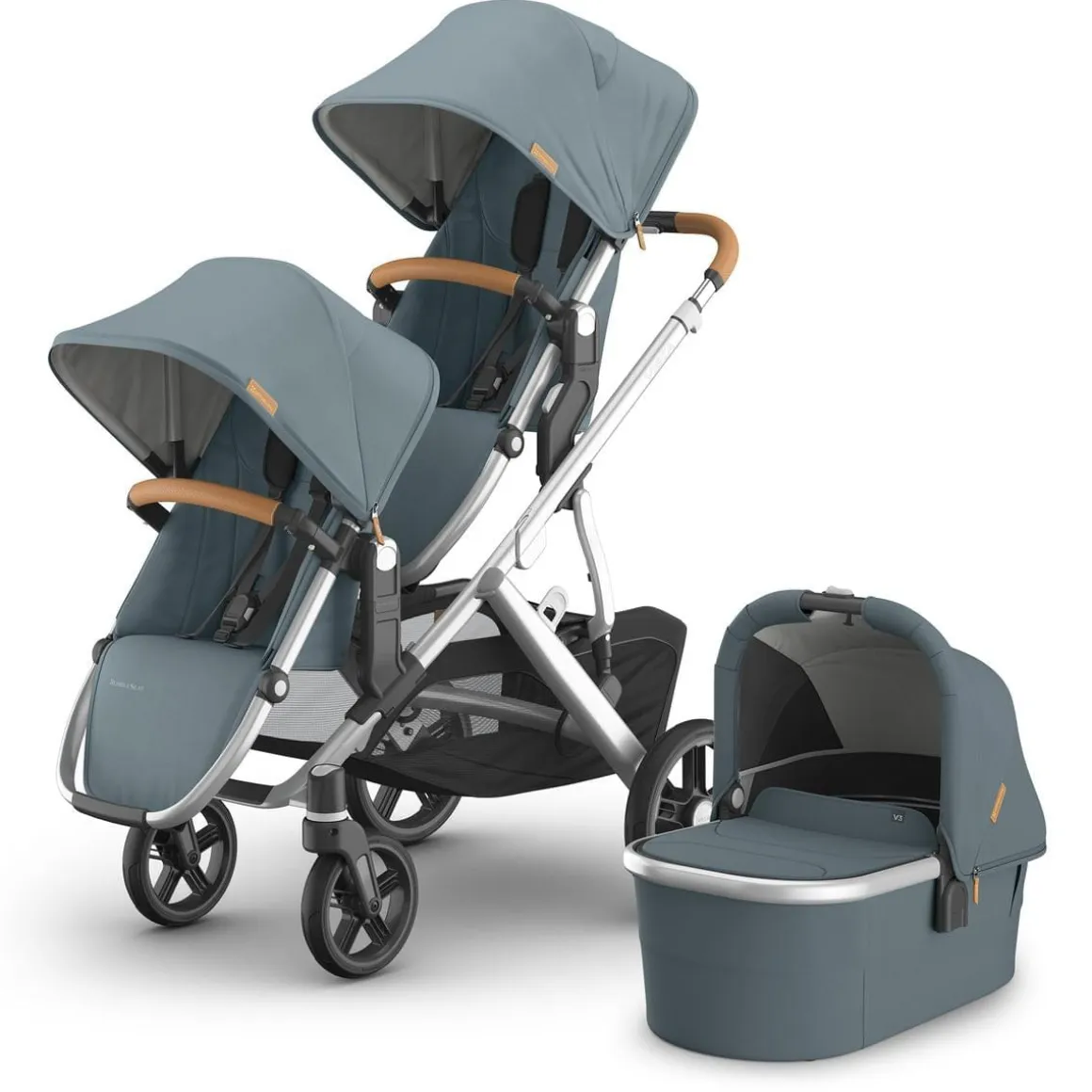 UPPAbaby Vista V3 Double Stroller with RumbleSeat V3 + Bassinet Bundle - Callum