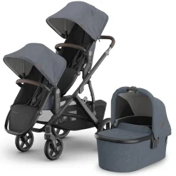 UPPAbaby Vista V3 Double Stroller with RumbleSeat V3 + Bassinet Bundle - Julian