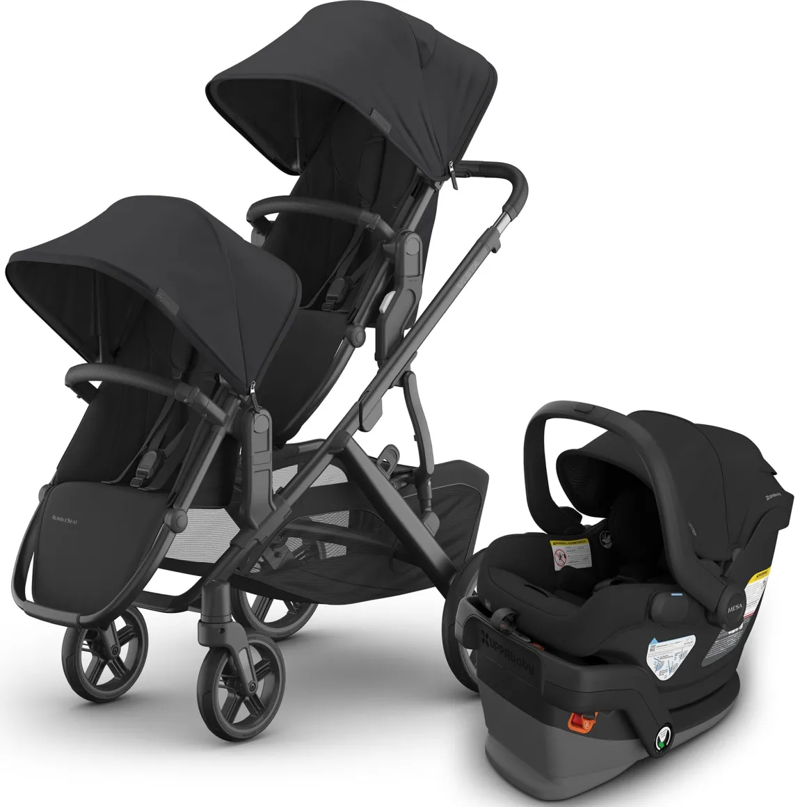 UPPAbaby Vista V3 Double Stroller with RumbleSeat V3 + Mesa V3 Travel System Bundle - Jake / Jake