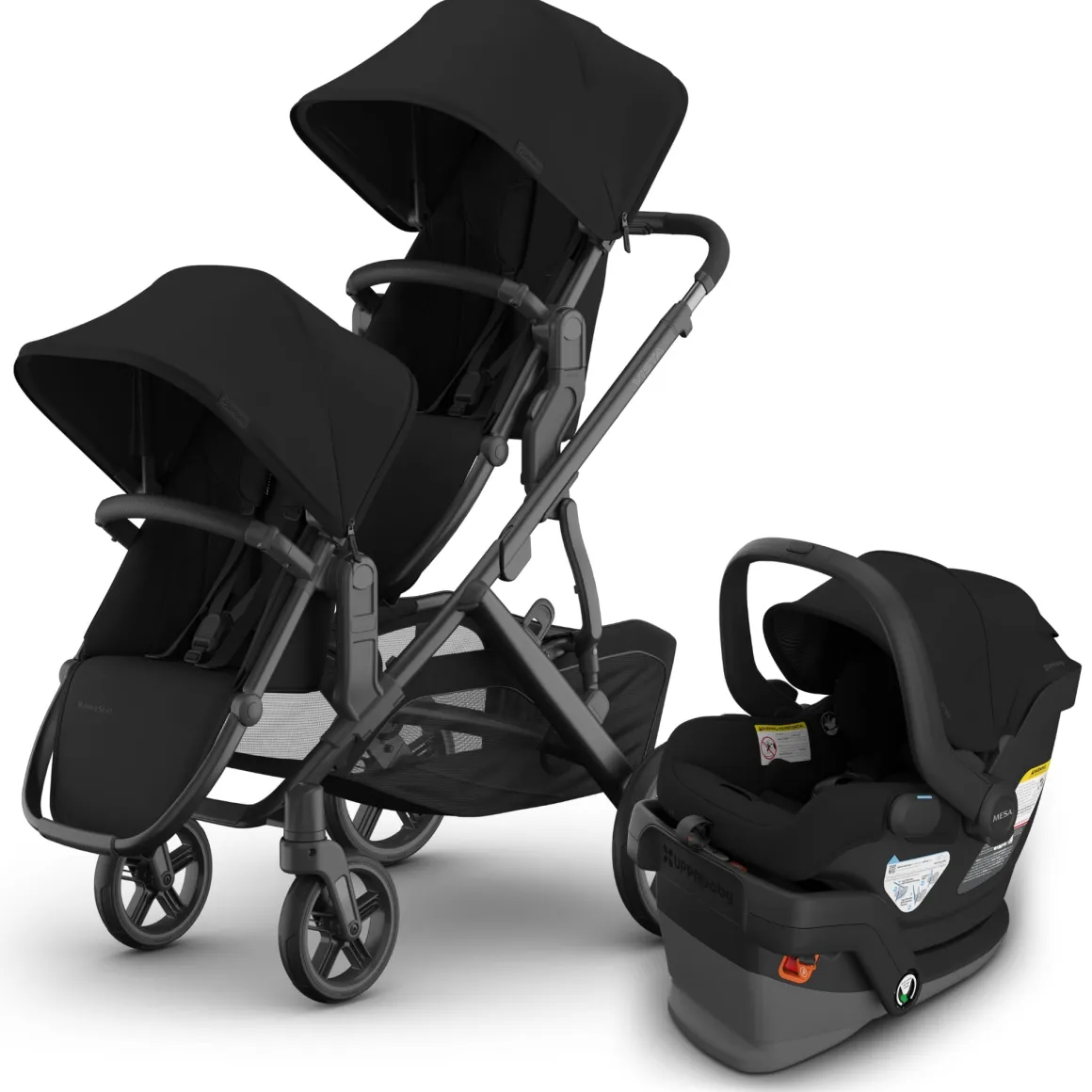 UPPAbaby Vista V3 Double Stroller with RumbleSeat V3 + Mesa V3 Travel System Bundle - James / James