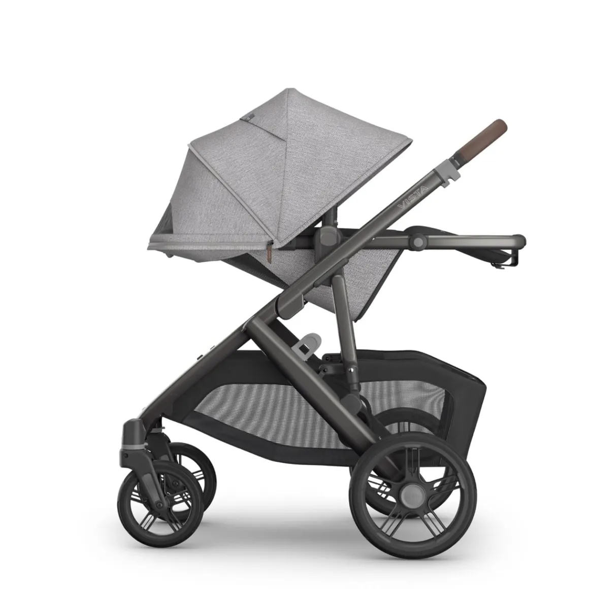 UPPAbaby Vista V3 Single-to-Double Stroller - Beau (Grey Chenille / Graphite Frame / Chestnut Leather)