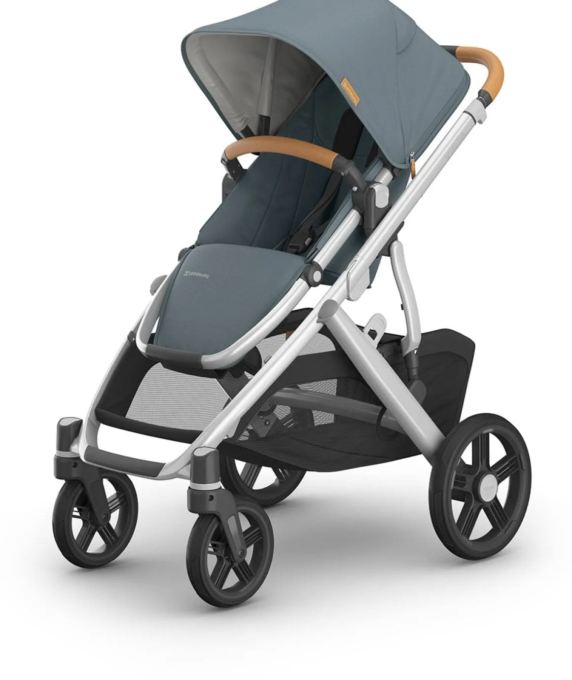 UPPAbaby Vista V3 Single-to-Double Stroller - Callum (Stone Blue / Silver Frame / Sand Leather)
