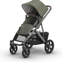 UPPAbaby Vista V3 Single-to-Double Stroller - Evelyn (Meadow Green / Graphite Frame / Chestnut Leather)